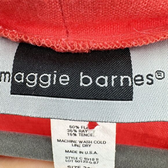 Maggie Barnes Flax Blend Open Front Blazer Jacket Size 30W Coral Pink Relaxed - Picture 5 of 9